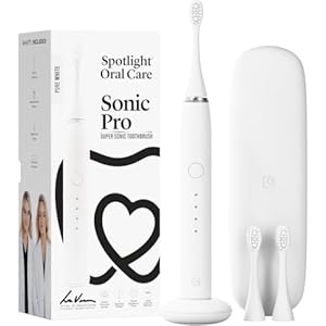Spotlight Oral Care – Pure White Sonic Pro Electric Toothbrush – Daily Oral Hygiene – Advanced Sonic Technology for Effective Plaque Removal – Gentle on Gums, Customizable Modes, Long-Lasting Battery