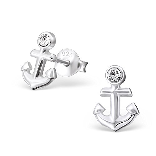 Image of 925 Sterling Silver Anchor Stud Earrings for Girls