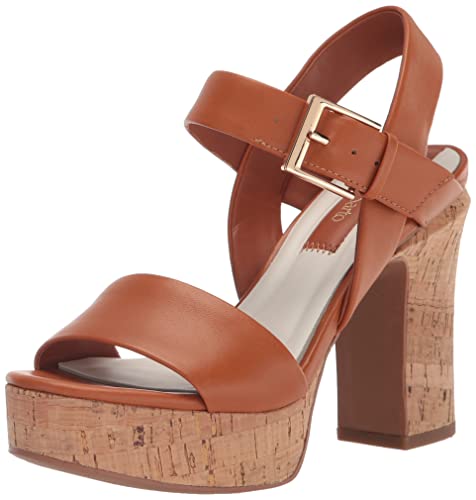 Franco Sarto Women's Scarlett Platform Sandal Heeled, Tan Brown Leather, 5 #TOP18