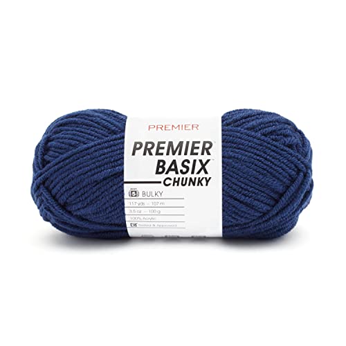 Lana Premier Yarns Basix Chunky color navy para tejer mantas 2