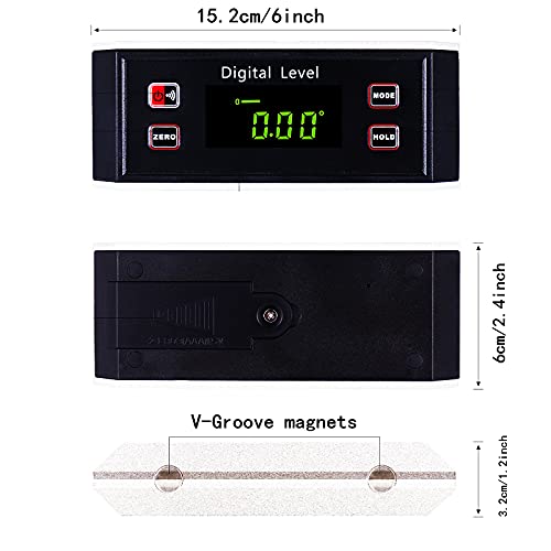 Inclinometer, Digital Protractor/Level/Angle Finder and Gauge Tools with V-Groove Magnetic Base and Backlight - Dust and Waterproof IP65 Precision Smart Level