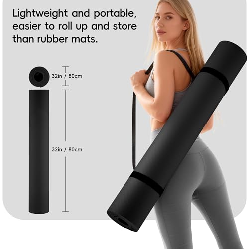Extra Wide Yoga Mat 72"x 32" - Non Slip TPE Exercise Mat for Home Workout, 6mm High-Density Large Yoga Mat for Men & Women, Eco Friendly Pilates & Fitness Floor Mat with Carry Strap - Image 6