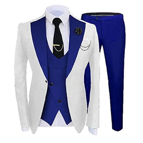 Mens Solid Color Three Piece Suit Notch Lapel Blazer Vest and Pants Slim Fit Groom Wedding Tuxedo2