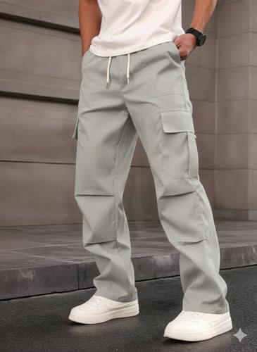 Image of JVX Men Cargo ||Cotton Cargo Pants || Casual Trousers | Comfortable Lower for Men | Breathable Pants with Multi Pockets & Drawstring Elastic Waistband (CARGO-05)
