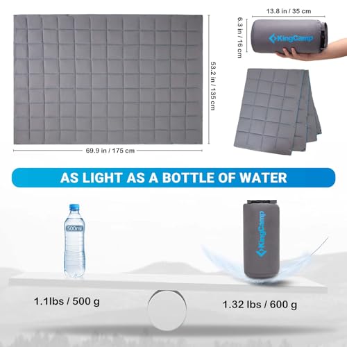 KingCamp Ultralight Camping Blanket, Packable Down Alternative Puffy Wearable Blankets Weatherproof Warm Package Quilt with Snap Buttons for Outdoor Hiking Travel Picnic Stadium (69" x 53", Charcoal) - Image 3