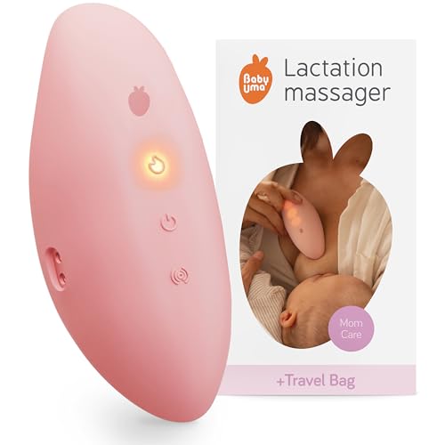 Baby Uma Lactation Massager with Heat & Vibration - Silicone Breast Massager for Breast Feeding Clogged Ducts & Engorgement Relief Waterproof & Rechargeable Pumping Essentials (+ Travel Bag)