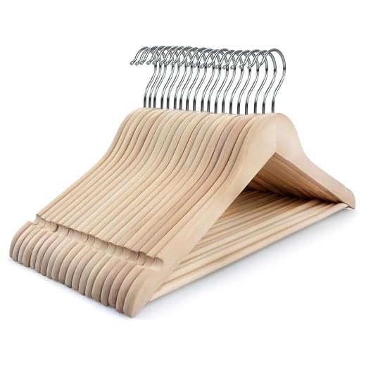 TOPIA HANGER Adult Unfinished/Natural Wood Clothes Hangers, Wooden Suit Coat Jacket Hangers - 360°Stronger Flexible Hook- Extra Smoothly Cut Notches- 18 Pack - CT10N