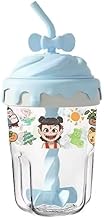 Cartoon Ice Cream Cup Shaped Kids Tumbler with Straw – 450ml Leak-Proof BPA-Free Smoothie Bottle
