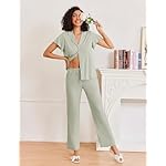 Ekouaer Pajamas for Women Set Button Up Sleepwear Cute Pjs Ruffle Sleeve Notch Collar Loungewear with Long Pants S-XXL - Image 3
