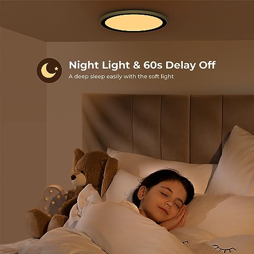 BLNAN RGB Led Flush Mount Ceiling Light with Remote Control, 13Inch 24W 2400LM 3000K-6500K Dimmable Color Changing Wired Light Fixture, Colorful for Bedroom Kids Room Party Festival, Black by BLNAN - Image 5