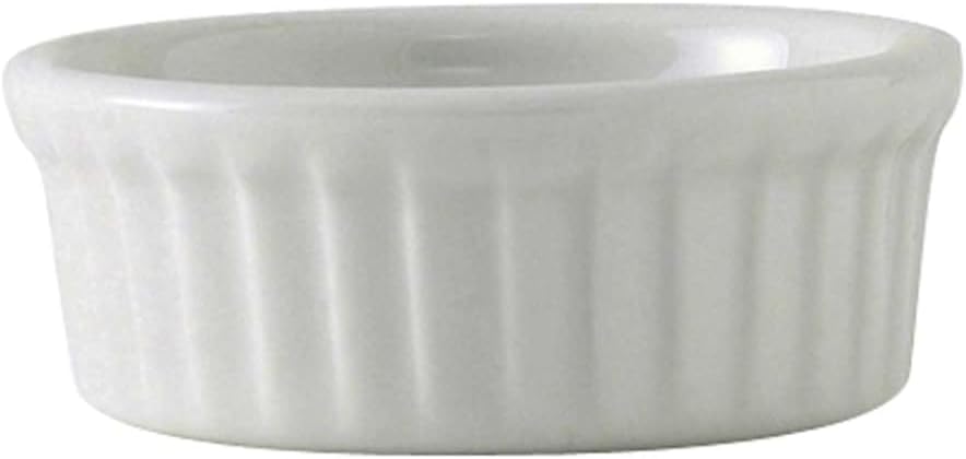 Tuxton China BPX-0502 Ramekin, 5 oz., 3-1/2" Diameter x 1-3/4"H, Round, Fluted, Microwave and Dishwasher Safe, Oven Proof, Fully Vitrified, DuraTux, Porcelain White, Pack of 48
