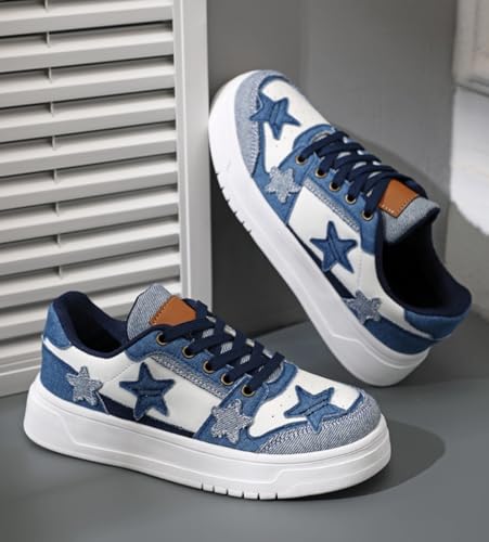 Star Shoes Walking Sneakers for Women Cute Sneakers Round Toe Y2K Aesthetic Cute Shoes Anti-Slip Comfort Pink/Black/Blue4