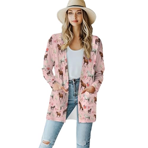 Image of Women's Open Front Cardigan Long Sleeve Loose Sweater Lightweight Soft Cardigan Jackets
