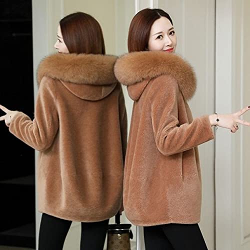 Amazon.co.jp: 子羊の毛皮のコートの女性のプラスサイズの緩くて薄い  
