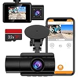4K Dashcam, LIDOFIGO WLAN Autokamera mit GPS, Dual Dashcam Auto Vorne und Innen Kamera mit 32GB SD-Karte, 170°Weitwinkel, 24/7 Parkmodus, Nachtsicht, Loop-Aufnahme, Schwerkraft-Sensor