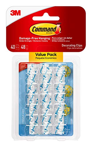 Image of Command Small Decorating Clips, Mini Light Clips, Clear, 40-Clips /Pack, 4-Packs, Decorate Damage-Free