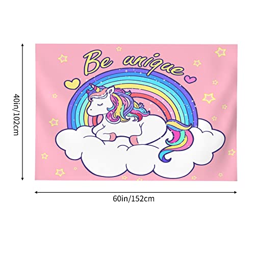 Nyrzt Unicorn Tapestry For Girls Bedroom Cartoon Pink Unicorn Tapestrys Stars Clouds Cute Wall Hanging Poster For Unicorn Themed Room Daughters Kids (60" H X 40" W, Unicorn) #TOP4