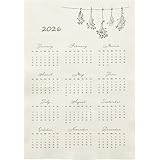 ファブリック カレンダー 2026年 令和8年 壁掛け 布 布地 インテリア ドライフラワー 花 キャンバス生地 シンプル ナチュラル 雑貨 小物 A2 プレゼント ギフト 贈り物 布カレンダー タペストリー