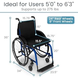 Vive Lightweight Manual Wheelchair - Narrow, Foldable Wheel Chair for Active Adults - Portable Transport, Small Compact & Folding - Collapsible for Travel - Fully Adjustable & Weighs Only 25 lbs