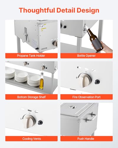 Image of VEVOR 3-Pan Commercial Propane Steam Table, LP Gas Outdoor Soup Warmer with Drain Valve and 3 inch Wheels, Stainless Steel Propane Food Warmer with Independent Temp Control, for Restaurant Outdoor Camping
