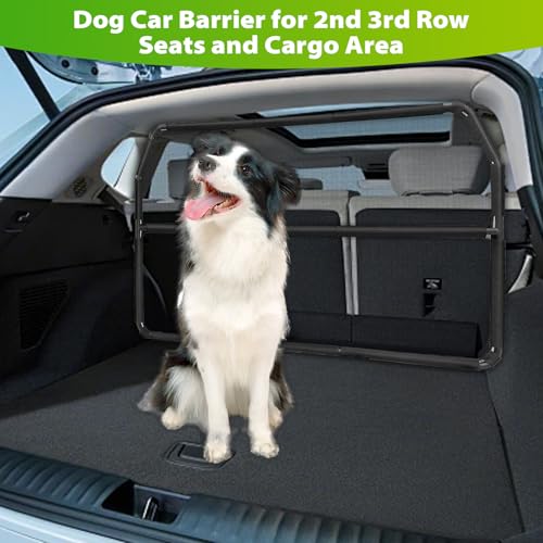TAZZOR Universal Hundegitter für Auto Rücksitz & Kofferraum 142 cm Breit Hundenetz Auto mit Durchsichtigem Maschennetz Faltbare Schutzgitter Dog für Große SUVs Lkws und Limousinen