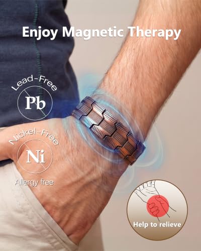 Image of Feraco Copper Magnetic Bracelets for Men,Pure Copper Jewelry Gift