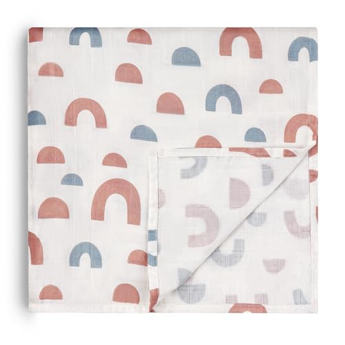 Image of HECCEI Muslin Baby Swaddle Blanket Bamboo Cotton 47 x 47 Inches | Soft Breathable Receiving Blanket Swaddles for Newborn Registry Gift for Baby Showers