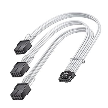 Fasgear Cabo de extensão GPU PCI-e 5.0 12VHPWR (12+4) 16 pinos GPU Power macho para PCIE 3x8pin (6+2) fêmea 12V-2x6 cabo de extensão manga para Geforce RTX 5090 5080 5070 5070Ti 4090 4080 4070Ti