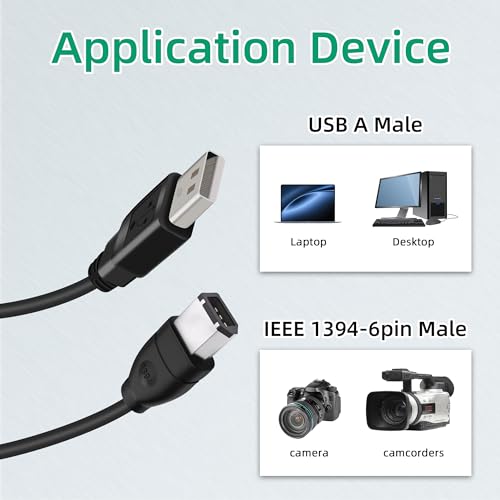 Riieyoca RJ-16 1.8M Usb 2.0 Type A Male To Ieee 1394 Firewire 6Pin Male Data Adapter Converter Cord thumb #4