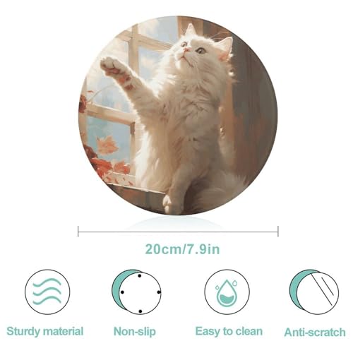 Planche à découper ronde en verre imprimé chat, le cadeau idéal pour chef