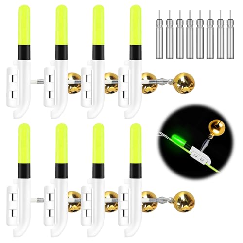 8 luces de pesca con luces LED para pesca nocturna, luz de pesca nocturna, campana, luz nocturna para pesca nocturna, luces de punta de varilla
