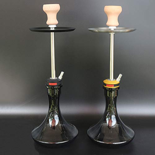 WJMT Hukahn Set Black Glass Hukahn Schlauch Premium Aluminiumstab Edelstahl Haken Shisha Pipe Set Complete Kit mit… – Bild 5