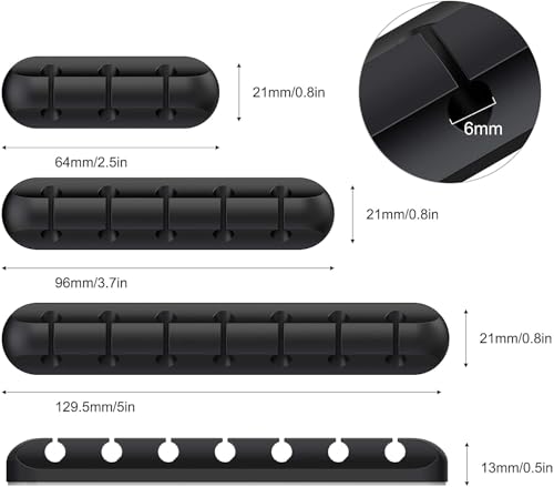Image of SOULWIT Cable Holder Clips, 3-Pack Cable Management Cord Wire Organiser Self Adhesive for Desktop Table Charging Cable Nightstand Power Cord Mouse Cable Wire Office Home - Black
