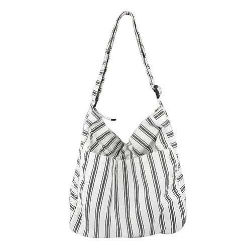 Image of Canvas Hobo Crossbody Shoulder Tote Bag for Women and Men W /Multi-pocket Casual Purse Messenger Bags Travel Work