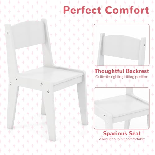 Image of HONEY JOY Kids Vanity with Lights, Little Girls Vanity Set with Mirror and Stool and Lights, Wooden Princess Makeup Dressing Table, Storage Cabinet, Pretend Play Kids Vanity Table and Chair Set(White)