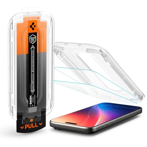 Spigen Glas.tR EZ Fit Pro Verre Trempé pour iPhone 17, iPhone 17 Pro, iPhone 16 Pro, 2 Pièces, Installation Facile, Dureté 9H, Résistant aux Rayures, Protection...