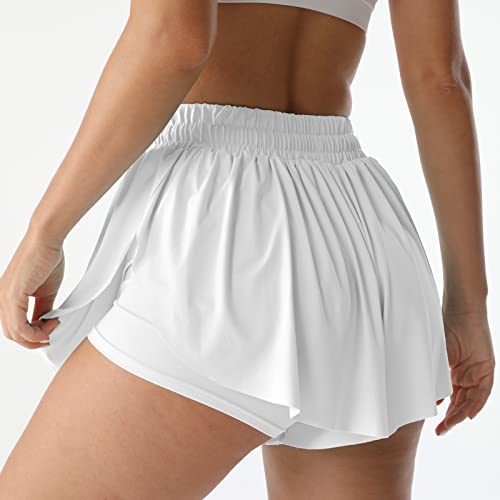 Image of Flowy Athletic Shorts for Women Running Tennis Butterfly Shorts Girls 2-in-1 Double Layer Quick-Drying Comfy Shorts