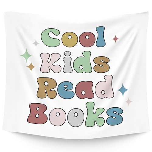 WAITPI Reading Read Inspirational Classroom Hanging Wall Tapestry, Boho Cool Kids Read Books Positive Bookish Wall Hanging Room Decor Tapestries for Kids Room Library Reading Nook Corner 50x60 in