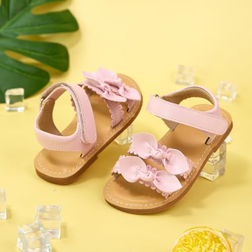 Image of Kolan Toddler Girl Sandals Open Toe Flat Princess Dress Shoes Little Kids