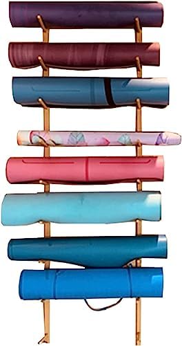 9-Tier Wall-Mounted Yoga Mat & Foam Roller Storage Rack - Black Metal Organizer for Home Gym & Workout Room - Space-Saving Towel Holder & Display Stand