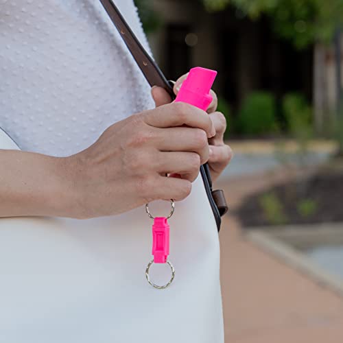 Image of Sabre Pepper Spray with Quick Release Keychain for Self Defense - Maximum Police Strength OC Spray with UV Marking Dye, Twist Lock Safety, Finger Grip, 10‑Second Spray, 14‑ft Range, Made in USA