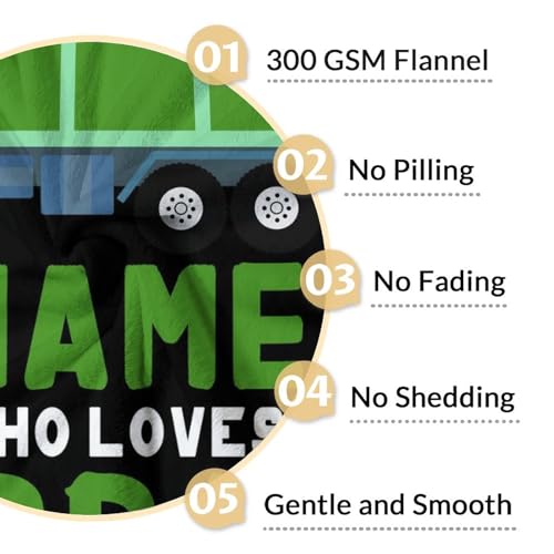 Mercuryelf Custom Garbage Truck Blanket Gift - 50x60 Inches Funny Throw Blankets for Kids - Black Soft, Fuzzy & Warm Throws for Living Room, Sofa