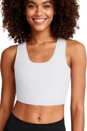 XUJI Vrouwen transgender Tomboy FTM ademende halve borstband, Kleur: wit, L