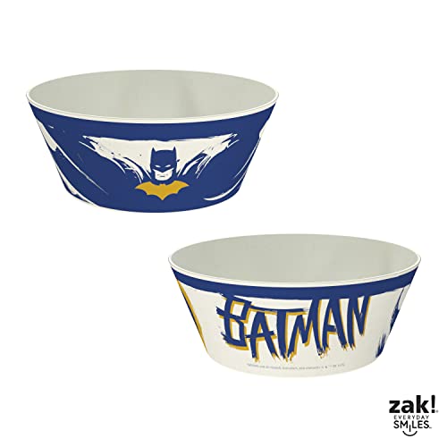 Image of Zak Designs DC Comics Batman Kids Dinnerware Set 3 Pieces, Durable and Sustainable Melamine Bamboo Plate, Bowl, and Tumbler are Perfect For Dinner Time With Family (Batman, Robin, Batgirl)