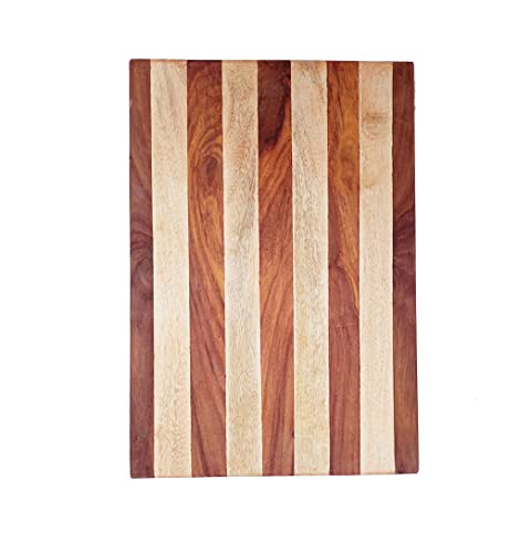 Image of Hutson Dual-Tone Sheesham & Mango Wood Cutting Board 15 Inch - Heavy Duty Wooden Chopping Board
