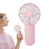 Ventilador portátil de mano | Ventilador personal USB de 3 velocidades | con gancho de 1200 mAh, ventilador portátil silencioso de mano de 3500 a 6500 rpm, para niños, estudiantes, verano, viajes