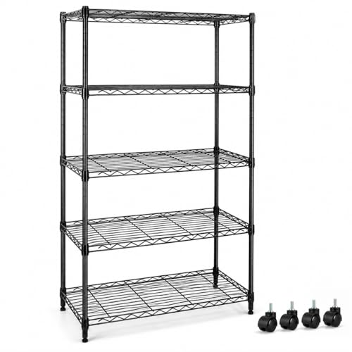 Image of Simple Deluxe 5-Tier Heavy Duty Storage Shelving Unit, 1250 Lbs Loading Capacity, 29.92 inch W x 13.98 inch D x 61.02 inch H, Black