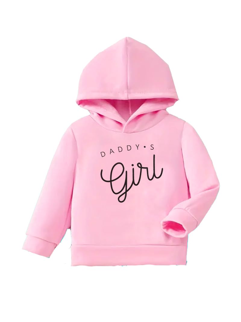 KiddieKisses Girls Cotton Fleece Hooded Neck Sweatshirt, Daddy's Girl Printed Sweatshirt, Pink, 2 to 3 Years