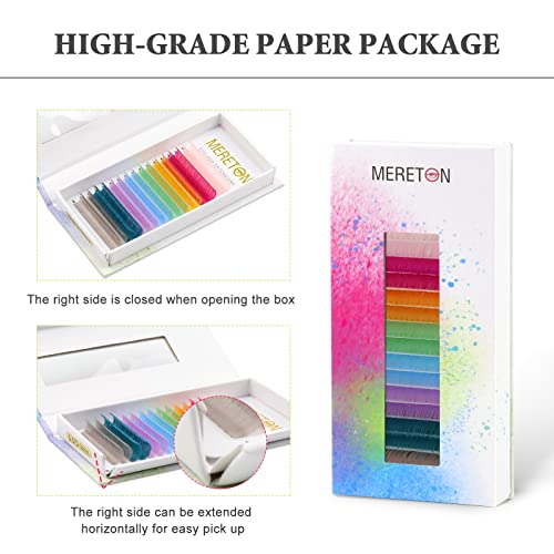 16 Rows Colored Lash Extensions Light Pink Rose Red Yellow Green Blue Purple Sea Blue Grey Mix Color 0.07Mm D Curl Color Lashes Extension Mereton Individual Eyelash Extensions (0.07 D 12Mm) #TOP4