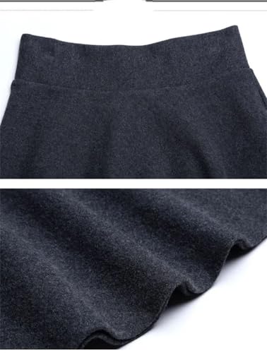 Women High-Waisted Skirt Winter A-Line Mid-Length with Elastic Waist and Slim Thickened Skirt2